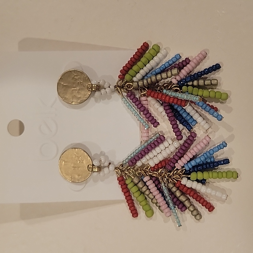 NWT Colorful Beaded Statement Earrings